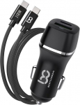 Kiire autolaadija Samsung Galaxy A41 mobiiltelefonile autolaadijas, 2 USB-pesa kiirlaadimine 3.4A koos 1M Type-C USB-kaabliga, kiire kaabel