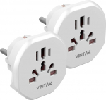VINTAR 2 PC reisipistik Saksa p&otilde;randapistikupesasse v&auml;lismaiste seadmete &uuml;hendamiseks, nagu Suurbritannia, USA, Hiina, Itaalia, &Scaron;veits jne. Universaaladapter, reisiadapter, pistikupesa adapter, valge pistik.