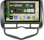 KEC [6G + 128G] IPS 9-tolline Android 15 autoraadio Honda Jazz City 2002-2007 jaoks koos Navi Octa Core'iga [sisseehitatud 4G LTE/DAB+/CarPlay/Android Car/DSP/GPS/Bluetooth 5.0/WLAN/USB/AHD/360 kaamera