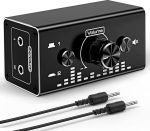 Tendak Bi-Directional 3,5 mm Jack Audio Switch Selector 2 in 1 Out / 1 in 2 Out Analoogne vaikne stereoaudio l&uuml;liti koos helitugevuse reguleerimise heli jaoturiga k&otilde;laritele k&otilde;rvaklappidele PC-le