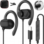 USB C k&otilde;rvaklapid iPhone 16 17 Pro 5G, C-t&uuml;&uuml;pi k&otilde;rvaklapid USB C-&uuml;hendusega k&otilde;rvaklapid koos kaabliga mikrofoniga ja k&otilde;rvakonksudega Samsung A56 A34 Galaxy A55 A54 S25 Pixel 9a 10 Poco X7 jaoks jooksmiseks, j&otilde;usaaliks, spordisaali, spordiklubiks