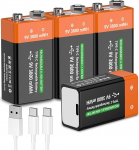 9 V laetav aku, 4 tk, 3800 mWh Li-Ion plokk aku suitsuanduritele, tulekahjuanduritele ja multimeetritele, kaugjuhtimispultidele, ohutus- ja turvaseadmetele, sisaldab laadimiskaablit.