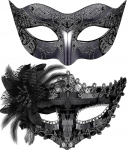 Maskiballi maskikomplekt paaridele, Veneetsia pidulik mask kui kost&uuml;&uuml;mimask meestele ja naistele, sobib Halloweeni ja karnevali Mardi Gras'i jaoks.