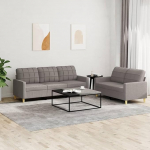 Juroupi 2-TLG. Sofagarnitur mit Kissen Sofa Wohnzimmer Sitzgruppe Wohnzimmer Sofa Set Sofas F&uuml;R Wohnzimmer Taupe Stoff - 3201313