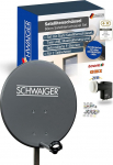 SCHWAIGER 714517 Digitaalne satelliidipaneel koos 75 x 85 cm terasantenniga (s&uuml;si), nelja LNB-ga (helehall) ja 4x 7 mm F-liitmikuga v&auml;rviliste r&otilde;ngastega DVB-S/S2 vastuv&otilde;tmiseks Full HD, 3D ja 4K (Ultra HD) formaadis.