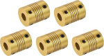 sourcing map 5pcs Aluminum Alloy Shaft Coupling 8mm to 8mm L25xD20 Flexible Coupling for Encoders and Motors, Gold