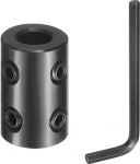 sourcing map Shaft Coupler, 5/16" Bore 5/8" OD 1" Length, Black Oxidized Steel Rigid Coupling with Hex Wrench for 3D Printer, Motorcycle (4 Screws Per Piece)