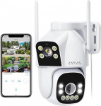 CAYVIS Outdoor WiFi Surveillance Camera, 2.4GHz/5GHz PTZ Dual-Lens Outdoor Surveillance Camera with AI People, Colour Night Vision, Car Tracking, 360&deg; WiFi Camera Outdoor (White)