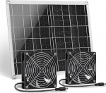 ZINIKIF p&auml;ikeseventilaator, 15 W p&auml;ikesepaneeliga ventilaator kahe IP67 veekindlalt v&auml;ikeste kanalaudade, kasvuhoonete, varjualuste, lemmikloomade majade, sisse- v&otilde;i v&auml;ljat&otilde;mbe&otilde;hu jaoks