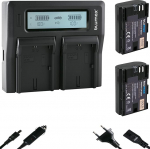 2 x Blumax aku &uuml;hilduv Canon LP-E6NH [2250 mAh] + LCD topeltlaadija LP-E6P LP-E6N LP-E6 Canon EOS R R5 II R6 II R7-5D Mark III IV 7D 90D jaoks.