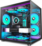 FOIFKIN F100 arvutikapp - eelpaigaldatud 3 ARGB ventilaatorit, MicroATX m&auml;ngukapp, 270&deg; panoraamklaas, must