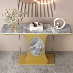 Flurtisch den Eingangsbereich, Moderner Konsolentisch, Dekorativer Console Table, Schieferplatte, Metallrahmen, for Wohnzimmer, Schlafzimmer(Gold C,100cm/39.3in)