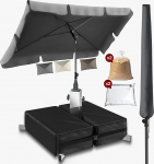 4smile Ristk&uuml;likukujuline p&auml;ikesevarju 200 x 125 cm, komplekt 3 - R&otilde;duvarju koos aluse ja kattega, p&auml;ikesekaitse r&otilde;dule - R&otilde;duvarju antratsiidis, painduv ja reguleeritava k&otilde;rgusega, p&auml;ikesevarju alusega