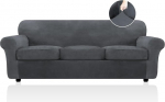 FestiCorp Velvet Diivan Cover 3 padjadele Diivan Slipcovers diivanitele 3 padjaga, Stretch 4 tk diivanikate, paksud m&ouml;&ouml;blikatted koertele lemmikloomadele, &uuml;lisuur diivan, Hall