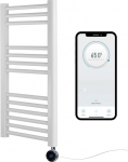 Elektriline soojendusega r&auml;tikuratas Smart WiFi Controlled 400mm W x 800mm H 7 p&auml;eva programmeeritava taimeri rakenduse &uuml;hilduvus (valge riba + kroomi WiFi element)