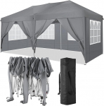 TOOLUCK Gazebo 3 x 6,5 m kokkupandav Gazebo Veekindel Stabiilne talvekindel peotelk Kokkupandav Pop Up Gazebo 6 k&uuml;lgseintega UV kaitse 50+ aia Gazebo rannas pulmade telkimiseks Hall