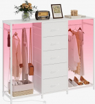 Trironsun 5 sahtlit sahtlit koos riietusraamiga, sahtlit koos riidepuudega, LED tuled, riidekapp, sahtlid, laadimisjaam, paindlik riiul, avatud riiulid jaoks