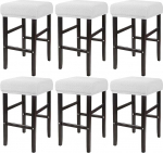 Elastne baaritooli kate, ristk&uuml;likukujuline baaritooli kate, pehme elastse alusega, eemaldatavad pestavad katted baaritoolidele kohvikuk&ouml;&ouml;gi jaoks, valge, 6-st komplektis