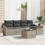 Modernes Terrassenm&ouml;bel Set 6-teiliges Sofa Set f&uuml;r Terrasse Outdoor Sofa mit Kissen Gartenm&ouml;bel Poly Rattan in Hellgrau