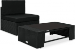 Modulares Mittelsofa aus PE Rattan Schwarz Garten Lounge Set 2-TLG. Gartenm&ouml;bel