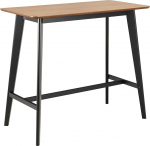 AC Design Furniture Roxanne Baarilaud tammevineerist lauaplaadiga ja mustade puidust jalgadega K&otilde;rge kontrastiga kaasaegne retro stiilis baarim&ouml;&ouml;bel k&ouml;&ouml;gim&ouml;&ouml;bel B120 x K105 x S60cm