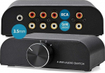 TronicXL analoogne stereos&uuml;steem 4-Way Input Audio Switch AUX 3,5 mm Jack + 3 x (2 x RCA Female) 2 x RCA Switch Input Switch Input Switch 1 Output 4 Audio Switch Speaker Boxes HiFi