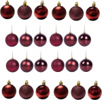 50mm / 24tk Christmas Baubles Shatterproof Burgundy j&otilde;ulupuu kaunistused Ball Ornaments Baubles j&otilde;ulud kaunistused puhkusekaunistus Shiny Matte Glitter