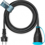 10 m kummist pikenduskaabel H05RR-F 3G 1,5 mm&sup2; v&auml;litingimustes kasutamiseks, muruniiduk, aed ja t&ouml;&ouml;koda, IP44, must