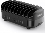 NTONPOWER tahvelarvuti laadimisjaam 10 Port Multi USB laadimisjaam 120W koos automaatse vaikse jahutusseadmega mobiiltelefonidele nutitelefonidele tahvelarvutitele Must
