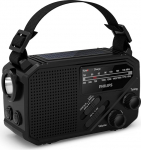 Philips TAR1609 FM/AM-Kofferradio mit internem aufladbarem Akku, AAA-Batterie und Kurbel f&uuml;r Reservestrom, Solarzelle, integrierte LED-Leuchte und Taschenlampe zum Zelten, Wandern und bei Stromausfall