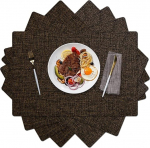 Tischset, 6er-Set, hitzebest&auml;ndige Tischsets aus Kunstleder - waschbare Esstischmatten for die Dekoration von Zuhause und K&uuml;che (9)(Coffee)