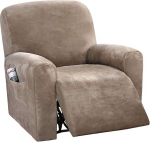LINGKY Recliner Slipcovers Recliner Cover Diivan Slipcover Diivan Cover 4-osaline m&ouml;&ouml;bli kaitsja Diivan Rich Velvet Plush Shape Fit Stretch Stiilne pehme elastse alusega (Taupe)