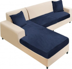 NAISI Sectional Diivan Cover Velvet Eraldi diivanipadjad L kuju pehme Stretch diivanikatted koos 2 padjakattega vasakule/paremale Chaise Longue'le (2 istekohta + 1 Chaise, merev&auml;gi)