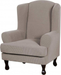 LINGKY Jacquard Wingback Chair Cover Elastic Universal Stretch Diivan Covers 2 tk Wing Chair Covers eemaldatavate k&auml;te Kaitsekatted m&ouml;&ouml;bli kaitsja (Taupe)