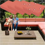 Komplekt 4 veekindel v&auml;ljas diivanipadja katted, eemaldatavad Oxfordi istmepadja katted Zipiga, asenduskatted terrassitoolidele ja aiam&ouml;&ouml;blile (Coral Red, 23.6 x 21.6 tolli)