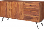 FineBuy Sheesham Sideboard t&auml;ispuidust 145 cm 2 ust ja 3 sahtlit - Solid Retro kirst Harlemi jalad - Natural Sideboard - Handmade Industrial