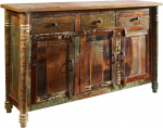 MASSIVMOEBEL24.DE Fable Sideboard Reclaimed Wood, Vintage kirst, mis on valmistatud t&auml;ispuidust, puidust kirst 3 sahtlit ja 3 uksega