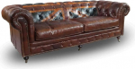 Chesterfield Union Jack 3-kohaline diivan Vintage Leather Cigar (tumepruun) Ehtne nahast diivan Diivan Diivan