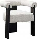Meridian Furniture Barrel kollektsioonist, keskaja modernne s&ouml;&ouml;gitool, massiivpuidust viimistlus, rikkalik bukleekangas, 70 x 61 x 71 cm, kreemikas v&auml;rvus