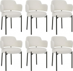 ARTETHYS s&ouml;&ouml;gitoa toolid, komplekt 6, polsterdatud toolid k&auml;etoega, k&ouml;&ouml;gitoolid, elutoa toolid, ergonoomilised toolid bukleekangast, s&ouml;&ouml;gitoolid metalljalgadega, maksimaalne koormus 120 kg, beež