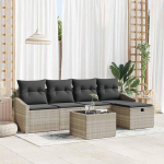 Outdoor Sofagarnitur 6 St&uuml;ck Poly-Rattan mit Polstern, Diivan Set f&uuml;r Terrasse 6 St&uuml;cke als 6er Set Gartenm&ouml;bel Poly-Rattan mit Kissen