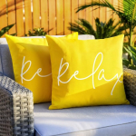 Lewondr veekindlad &otilde;uepadjakatted, 2 pakki, 45 x 45 cm padjakatted tr&uuml;kimustriga, l&otilde;&otilde;gastuda, suvine aia dekoratiivsed padjakatted patio diivanile, r&otilde;du diivanile, veranda pingile, kollane