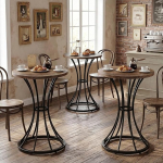 Tribesigns Runder Bartisch Stehtisch, 95 cm k&otilde;rg, Holz-Bistro-Kneipentisch,Bistrotisch,Esstisch f&uuml;r 2 mit Metallsockel Tischplatte 60 x 60 cm, f&uuml;r K&uuml;che, Kaffee, Cocktail, braun (nur Tisch) (3)