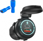 12 V USB-pesa autolaadija, PD3.0 30 W & QC 3.0 US B C pesa 12 V/24 V auto, USB-laadimispesa mootorratta jaoks matkaauto, paat, jaht, veoauto, haagissuvila