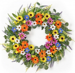 Dremisland uksep&auml;rgade kevadised p&auml;rjad esiuksele Kunstlilled p&auml;rg 55 cm Suur eukal&uuml;pt uksep&auml;rg aastaringselt Daisy Flower Wreath Garland Welcome Wreaths for Wall Wedding Door Decoration