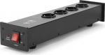 Dynavox HiFi Power Filter X1000B Multi Power Strip 4 filtreeritud pesaga LED indikaatorlamp &otilde;ige faasipositsiooni jaoks Must