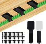 50 St&uuml;ck Kabel-Management unter dem Schreibtisch, selbstklebende Kabel-Clips, selbstklebende R&uuml;ckseite, Klettverschluss-Kabelbinder, Kabel-Organizer, Draht-Organizer f&uuml;r TV, PC, Laptop, Ethernet