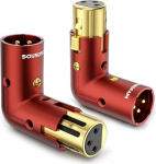 Reguleeritav XLR 90&deg; adapter 2-STK - [kullatud XLR-istmikust emasele] - punane - kvaliteetne mikrofoni lisatarvik professionaalseks helisalvestuseks