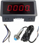 Digital Speedometer, Digital LED Speedometer AC110-230V RPM Motor Meter Tachometer with Hall Switch for Industry (Red)