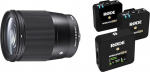 Sigma 16 mm F1.4 DC DN kaasaegne objektiiv Sony-E objektiivi bajonetile ja R&Oslash;DE Wireless GO II &uuml;likompaktsele juhtmevabale kahe kanaliga mikrofonis&uuml;steemile